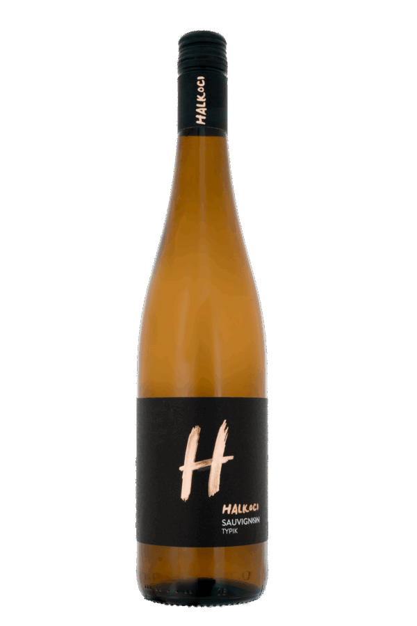 Lahev bílého suchého vína odrůdy Sauvignon Blanc. Řada TYPIK z Vinařství Halkoci. Ročník 2024.